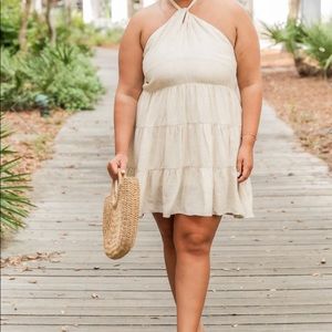 Beige Linen halter dress